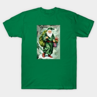 Victorian Father Christmas Wearing Green Robes T-Shirt